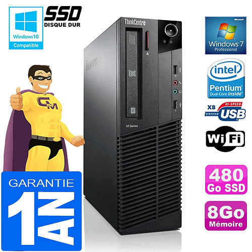 PC Lenovo M92p SFF Intel G630 Ram 8Go Disque 480 Go SSD Graveur DVD Wifi W7 · Occasion