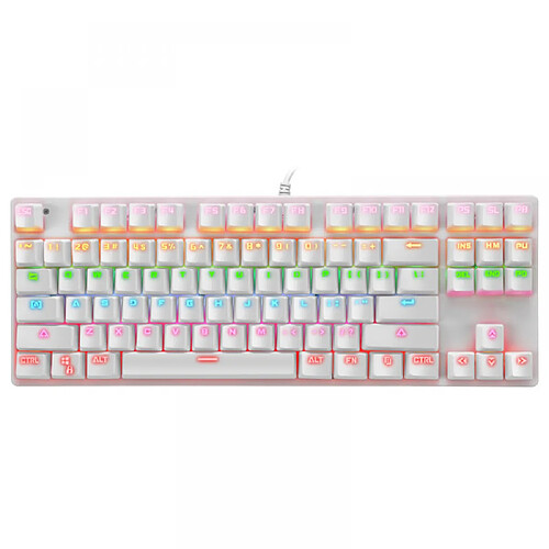 General Clavier de jeu, clavier de jeu Full RGB Hotswap avec commutateurs rouges, mini clavier de bureau filaire compact à 87 touches rétroéclairé par LED, pour PC/Mac Gamer, dactylographe, voyage,(Blanc)