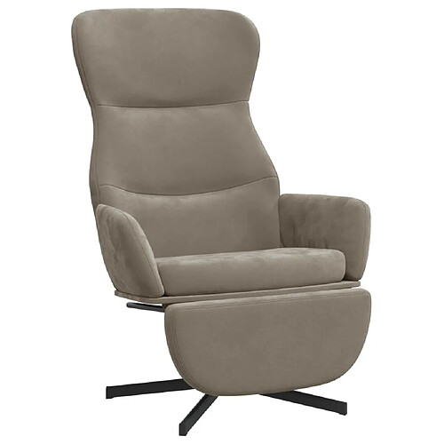 Maison Chic Chaise de relaxation | Fauteuil relax avec repose-pied Gris clair Velours -GKD94651