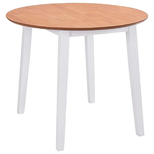 vidaXL Table à manger ronde à abattant MDF blanc