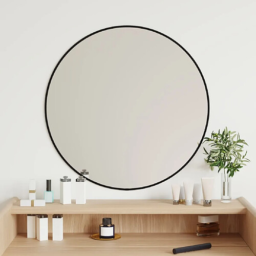 vidaXL Miroir mural Noir Ø 60 cm Rond