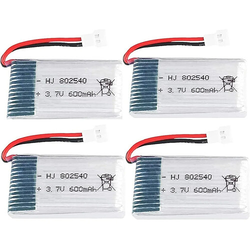 4 Pièces Batterie Lipo Rechargeable 3.7V, 600mAh pour Drones Rc Quadricoptères Syma X5 X5C X5SC X5SW, Cheerson CX-30W, Skytech M68, Wltoys F949