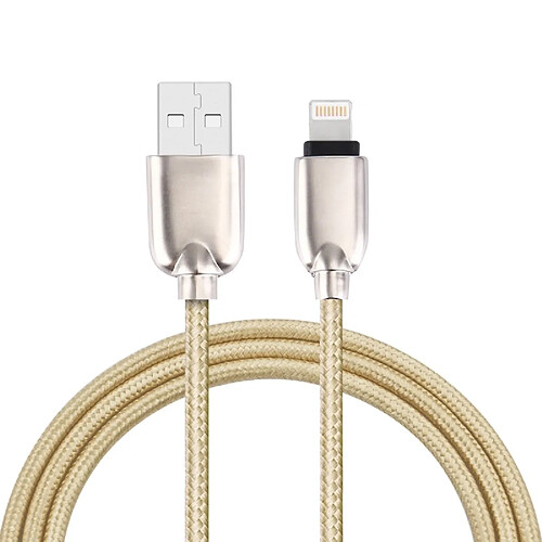 Wewoo Câble or pour iPhone X / 8 & 8 Plus / 7 & 7 Plus / 6 & 6s & 6 Plus & 6s Plus / iPad 1M Woven Style Metal Head 108 noyaux de cuivre Lightning à USB Data Sync de charge,