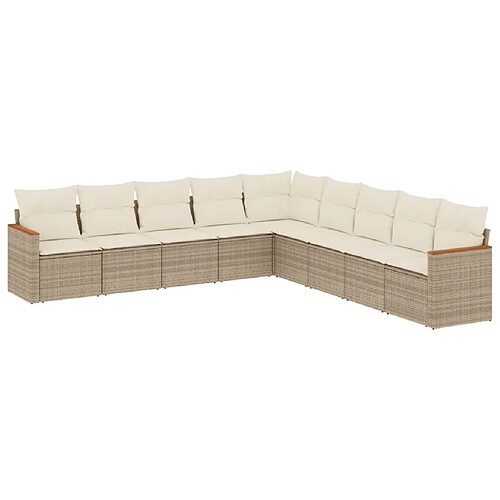 Maison Chic Salon de jardin avec coussins 9 pcs | Ensemble de Table et chaises | Mobilier d'Extérieur beige résine tressée -GKD24045