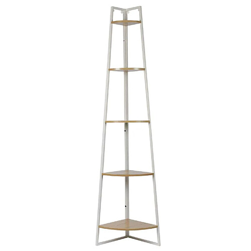 The Home Deco Factory Etagère d'angle 5 niveaux en bois et métal EDISON - Blanc et marron