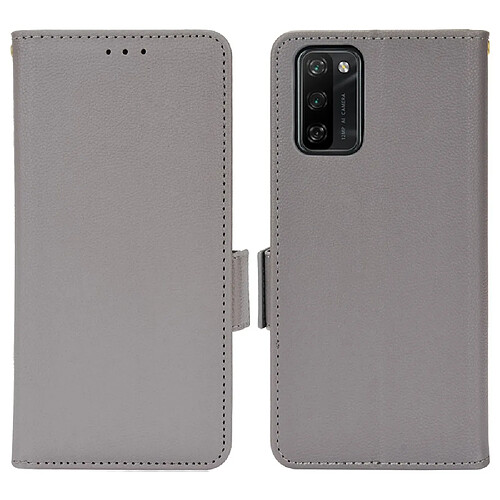 Etui en PU texture litchi, magnétique avec support, gris pour votre Blackview A100