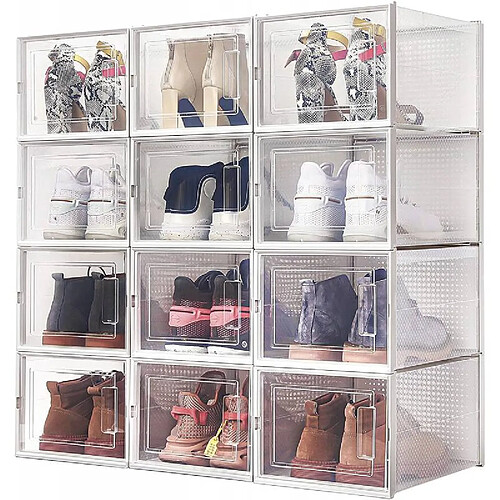 Secury-T Lot de 12 Boîtes à Chaussures/Rangement Empilables en Plastique avec