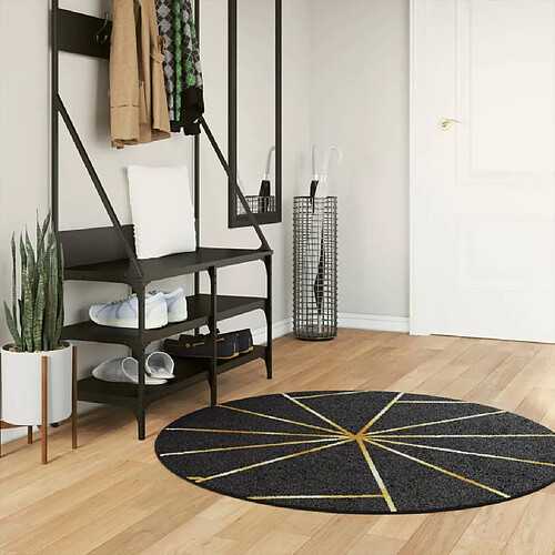 vidaXL Tapis lavable noir et doré Ø 120 cm antidérapant