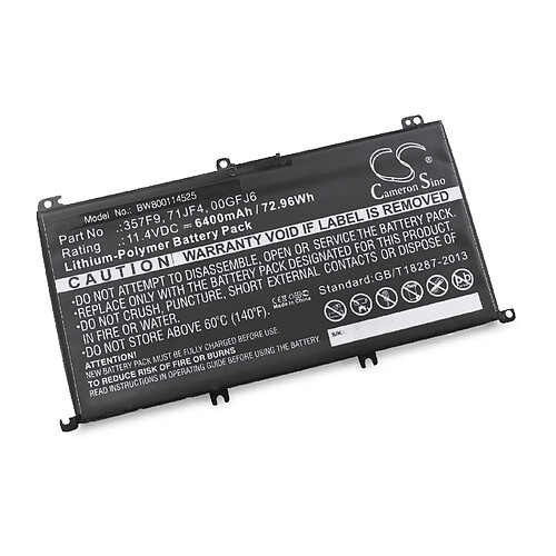 vhbw batterie compatible avec Dell Inspiron 15 7000 7567 Gaming, 15 7557, 15 7559, 15 7566, 15 7567 laptop (6400mAh, 11,4V, Li-Polymère, noir)