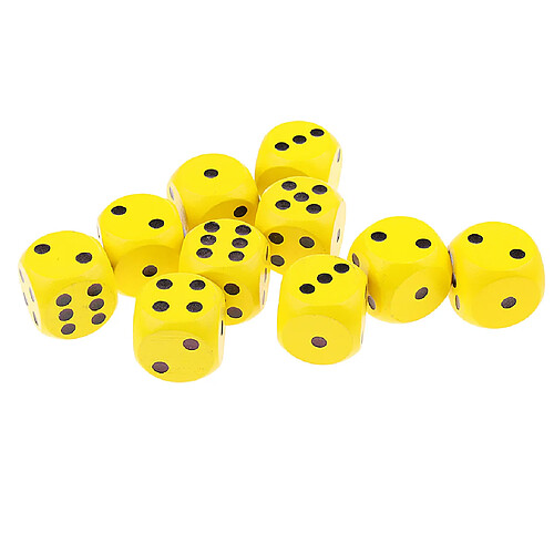 10x Dés En Bois D6 Dés à Six Faces En Pointillé Pour Donjons Et Dragons Jaune