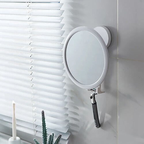 Universal Miroir de salle de bains tournant à 360 degrés Ventouse Baignoire Miroir de maquillage Imperméable à l'eau Douche de salle de bains avec porte-rasoir(blanche)