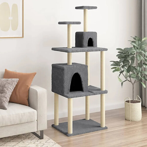 Arbre à chat avec griffoirs,niche pour chat en sisal Gris foncé 167 cm -MN30065