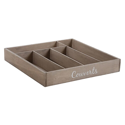 Aubry Gaspard Range-couverts 5 cases en bois teinté.