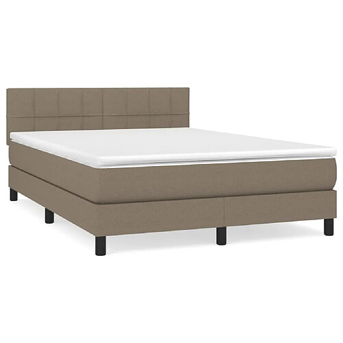 Maison Chic Lit adulte- Lit + matelas,Sommier à lattes de lit avec matelas Taupe 140x200 cm Tissu -GKD96160