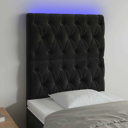 Maison Chic Tête de lit scandinave à LED,meuble de chambre Noir 80x7x118/128 cm Velours -MN54983