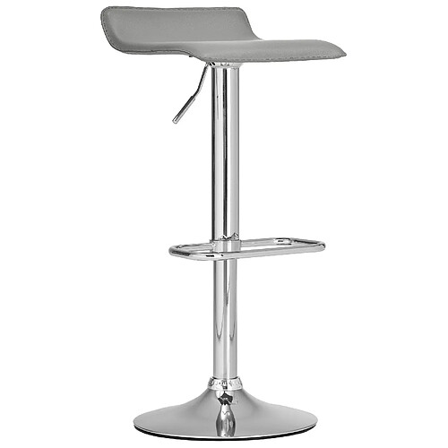 Decoshop26 Tabouret de bar x1 avec repose-pieds siège pivotant à 360° design simple PVC gris et métal chromé 10_0004802