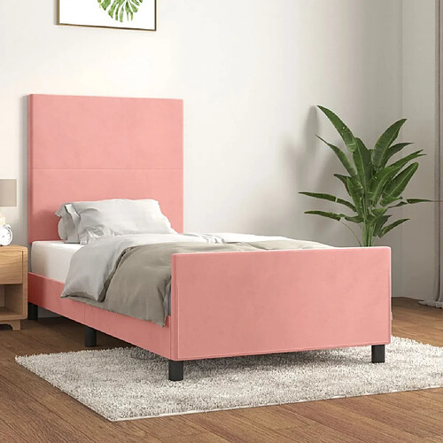 Maison Chic Lit adulte - Cadre Structure de lit avec tête de lit Contemporain Rose 90x200 cm Velours -MN29752