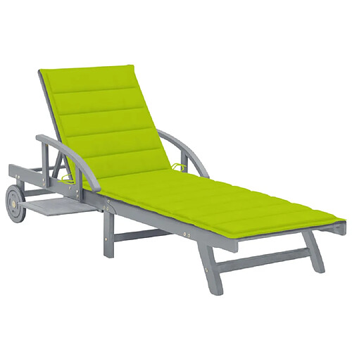 vidaXL Chaise longue de jardin avec coussin Bois d'acacia solide