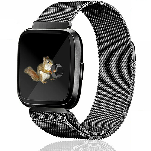 PHONECARE Bracelet Milanese Loop Fermoir Magnétique - Fitbit Versa / Versa Lite / Versa 2 - Noir