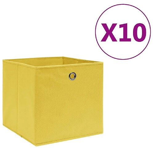 Maison Chic Lot de 10 Boîtes de rangement,Boîtes de stockage Tissu intissé 28x28x28 cm Jaune -MN548548