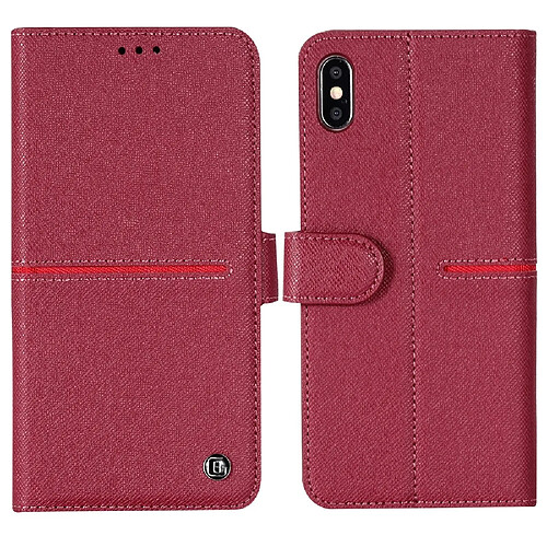 Wewoo Housse Coque Pour iPhone XR GEBEI Etui de protection en cuir à rabat horizontal avec supportlogements cartesportefeuille et cadre photo vin rouge