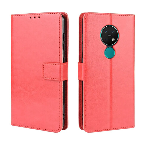 Wewoo Housse Coque Etui à rabat horizontal pour Nokia 7.2 / 6.2 rétro Crazy Horse Textureavec supportlogements de cartes et cadre photo Rouge