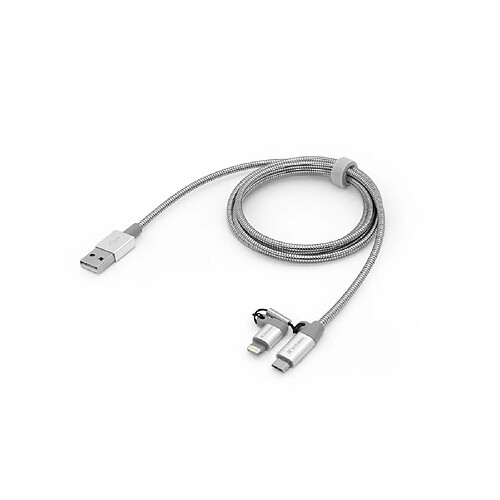 Verbatim 48869 câble USB 1 m USB A Micro-USB B/Lightning Aluminium, Gris