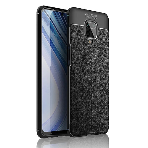 Coque en TPU litchi souple noir pour votre Xiaomi Redmi Note 9 Pro Max