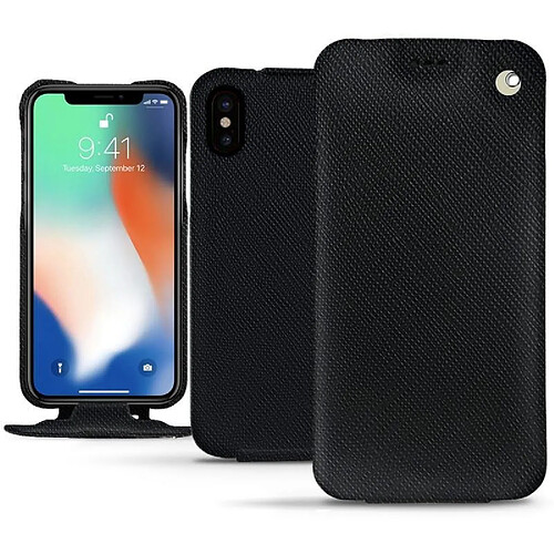 Housse cuir Apple iPhone Xs Max - Rabat vertical - Noir élégant ( Noir / Black ) - NOREVE