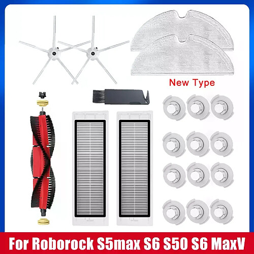 Pièces détachées pour aspirateur Roborock S6 S50 S6 MaxV S4 E4 S5max, accessoires, brosse principale détachable, 5 bras, brosse latérale en silicone