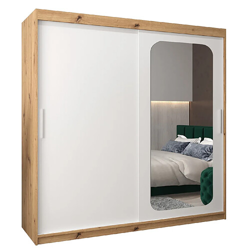 Abiks Meble Armoire PROMO T2 À Portes Coulissantes 200/200/62 2 Portes (Artisan/Blanc)