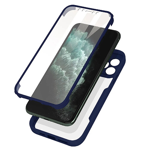 Avizar Coque 360° pour iPhone 11 Pro Dos Rigide Protection Écran Souple Contour bleu