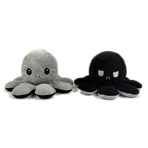 Universal Flip octopus réversible en peluche toyblack / gris