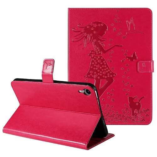 Etui en PU motif fille et chat rouge pour votre iPad mini (2021)