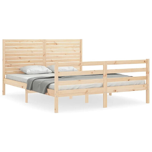 Maison Chic Cadre/structure de lit avec tête de lit pour adulte - Lit Moderne Chambre 160x200 cm bois massif -MN78792