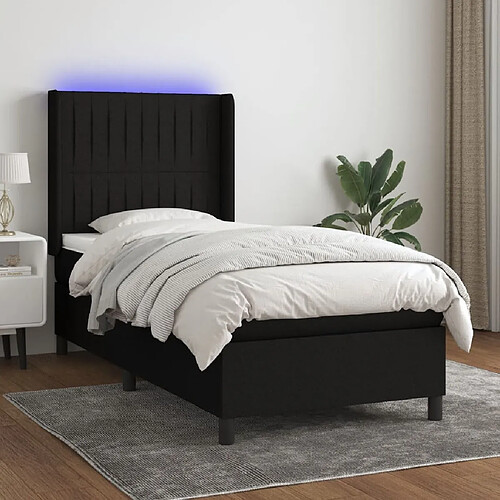 Sommier à lattes,Cadre à lattes de lit pour Adulte matelas et LED Noir 90x190 cm Tissu -MN14542