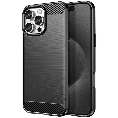 Avizar Coque pour iPhone 16 Pro Max Antichoc Design Carbone Brossé Noir