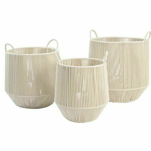 Set de basket DKD Home Decor Beige Métal Coton (38 x 38 x 45 cm)