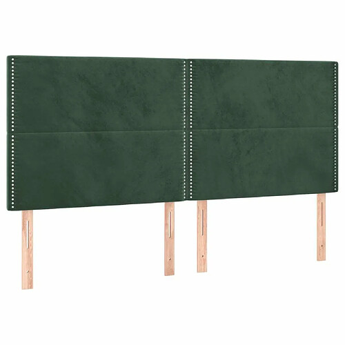 Maison Chic Lot de 4 Têtes de lit design pour chambre - Décoration de lit Vert foncé 80x5x78/88 cm Velours -MN30582