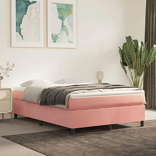 vidaXL Cadre de lit sans matelas rose 140x200 cm velours