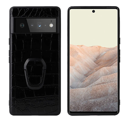 Coque en TPU + PU avec béquille, texture crocodile/noir pour votre Google Pixel 6 Pro