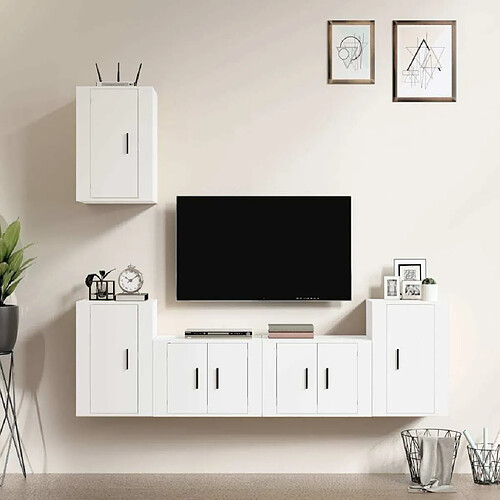 Maison Chic Ensemble de meubles TV 5 pcs pour salon - Blanc Bois d'ingénierie -MN94747