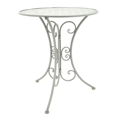 Aubry Gaspard Table ronde en métal gris.