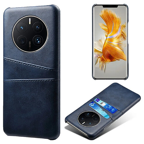 Coque en TPU + PU anti-poussière, anti-empreinte digitale avec deux porte-cartes pour votre Huawei Mate 50 Pro 4G - bleu