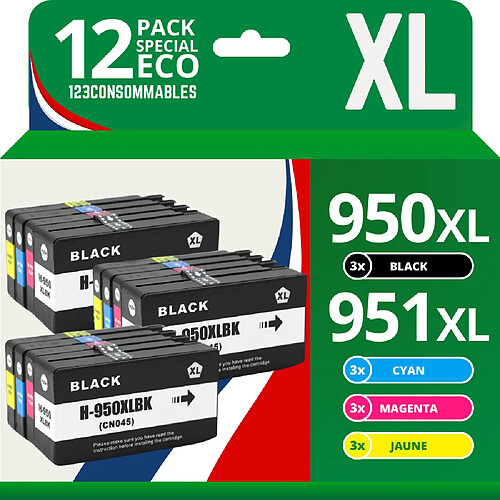 123CONSOMMABLES - 950XL 951XL - Cartouches d'encre compatible avec HP 950XL 951XL pour HP Officejet Pro 8600 8620 8610 8100 8615 8625 8630 8640 251dw 276dw