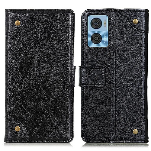 Etui en PU texture nappa, anti-écaillage avec support pour votre Motorola Moto E22i 4G/E22 4G - noir