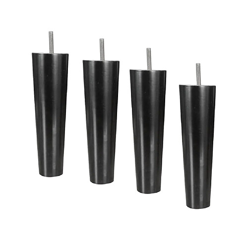 4pcs Forme De Cône Jambes De Canapé En Bois Massif Meubles Noir 4.5 * 6.5 * 20cm