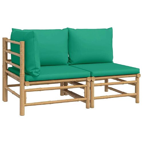 Maison Chic Salon de jardin 2 pcs avec coussins - Table et chaises d'extérieur - Mobilier/Meubles de jardin Moderne vert bambou -MN88303