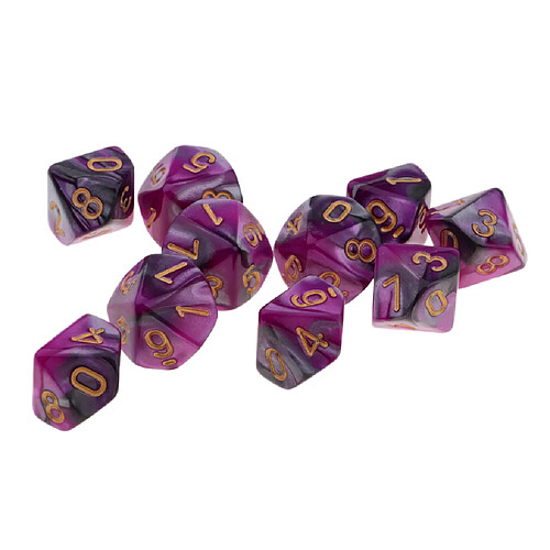 10x dés de jeu 16 dés 16mm dés pour jeux de société / enseignement des mathématiques violet et gris