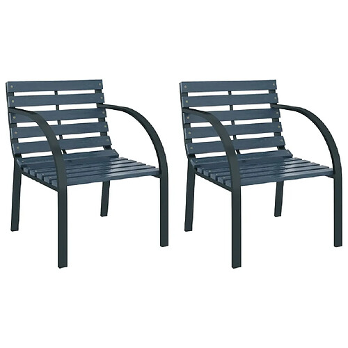 Maison Chic Lot de 2 Chaises de jardin,Fauteuil d'extérieur Gris Bois -MN26000